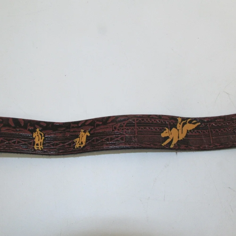 Nocona Genu Leather Belt and Bullrider Buckle Boys 24 Inches Bull Riders Cowboys